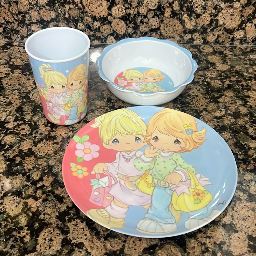 Vintage Gibson Precious Moments Kids Feeding Set